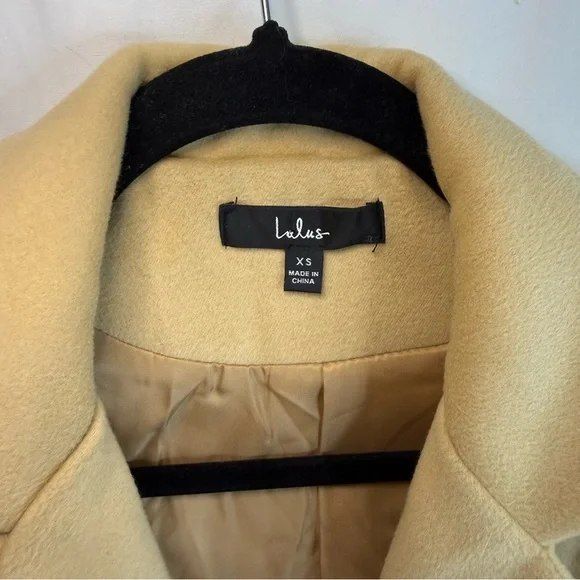 Lulus Harriet Long Double-Breasted Tan Coat, size XS - Picture 3 of 12